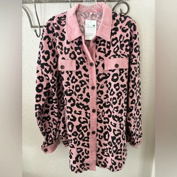 NWT Sweet 3 Boutique Leopard Corduroy Shacket - Picture 1 of 13
